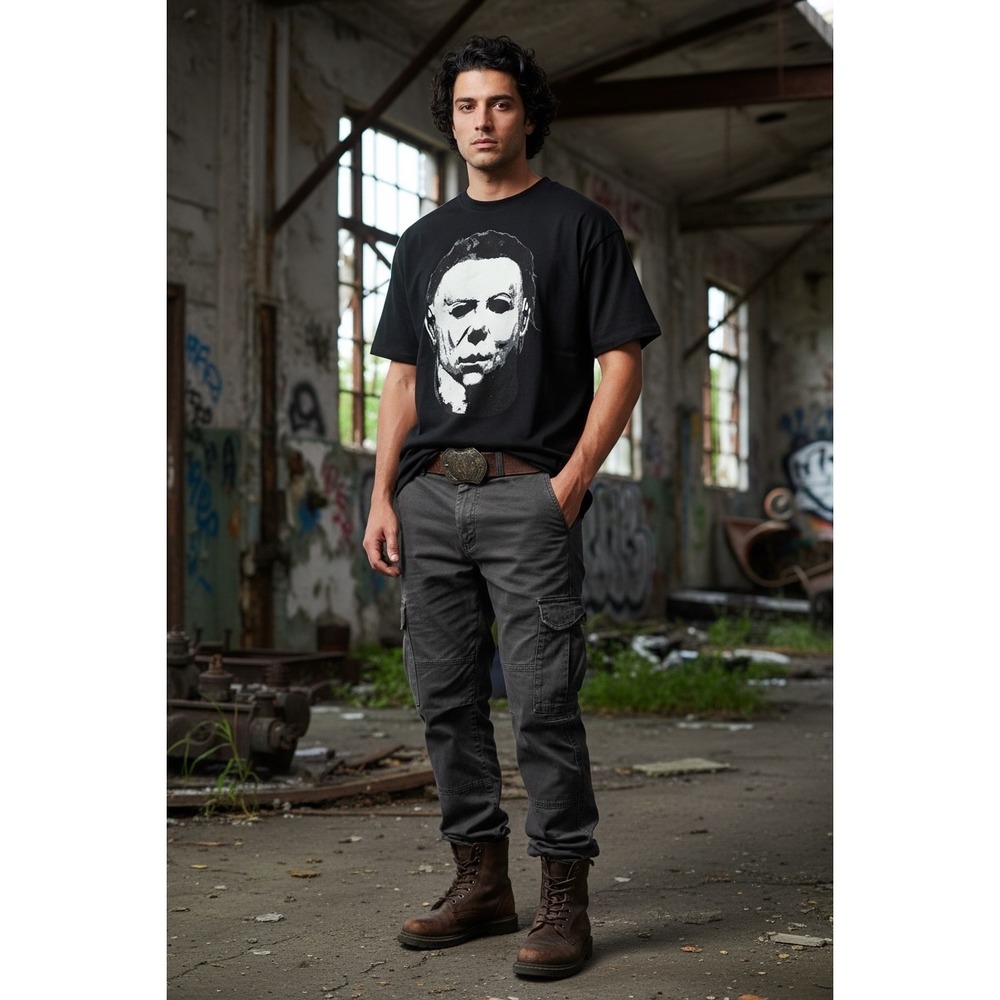 Rock Rebel Halloween Michael Myers Graphic T-Shirt Mens Medium Black Horror Movi
